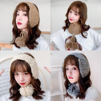 Ins Cute Tide Knitted Ear Bag Soft Sister Strap Ear Muffs Autumn and Winter Ear Protection Warm and Velvet Earmuffs Female R