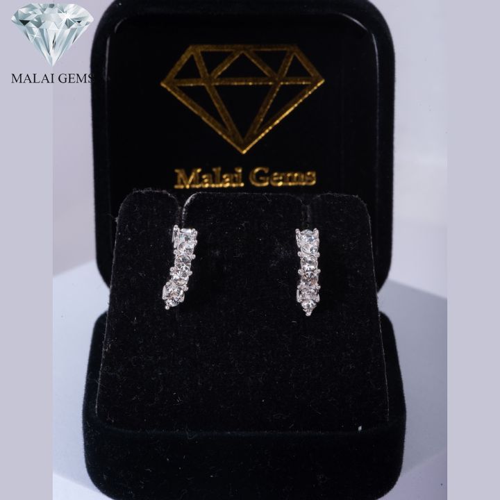 malai-gems-ต่างหูเพชร-เงินแท้-silver-925-เพชรสวิส-cz-เคลือบทองคำขาว-รุ่น-31000781แถมกล่อง-ต่างหูcz-ต่างหูเงินแท้