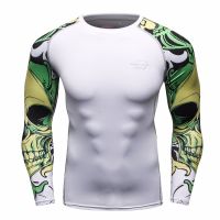 Men MMA Compression Shirts Rashguard Fitness Long Sleeves Base Layer Skin Tight Weight Lifting Men Gym Running Clothing T Shirts