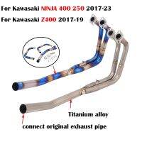 For Kawasaki Ninja400 250 2017-2022 Z400 2017-2019 Titanium Alloy Motorcycle Exhaust Front Mid Link Tube Slip On Original Pipe