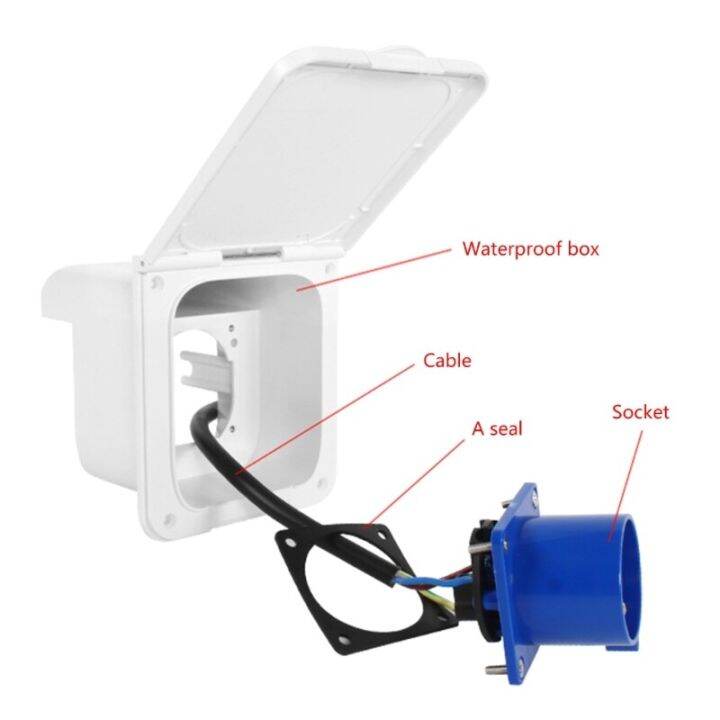 16a-external-flush-hook-up-power-outlet-motorhome-trailer-flush-inlet-socket-automotive-accessories-power-points-switches-savers-power-points-switch