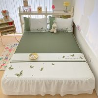 Summer ice silk printing bed mat three-piece lace dress cool feeling all over the sky star mat sets can be washed -D0522