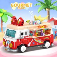 Friends City Trucks Sets for Girls Building Blocks Racing Vehicle Ice Cream Candy Colorful Camping Cars Mini Bricks Toys Kids Building Sets