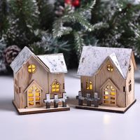 Christmas LED Light Wooden House Luminous Cabin Christmas Decorations Home Decor Fairy Night Lamp Pendant Prop Led Candle Gift