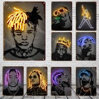 p5bS Hip Hop Rapper Metal Tin Sign Plaques Famous Rap Star Art Poster Neon Effect Music Singer  BJp Size: 20cm X 30cm（Contact the seller, free customization）