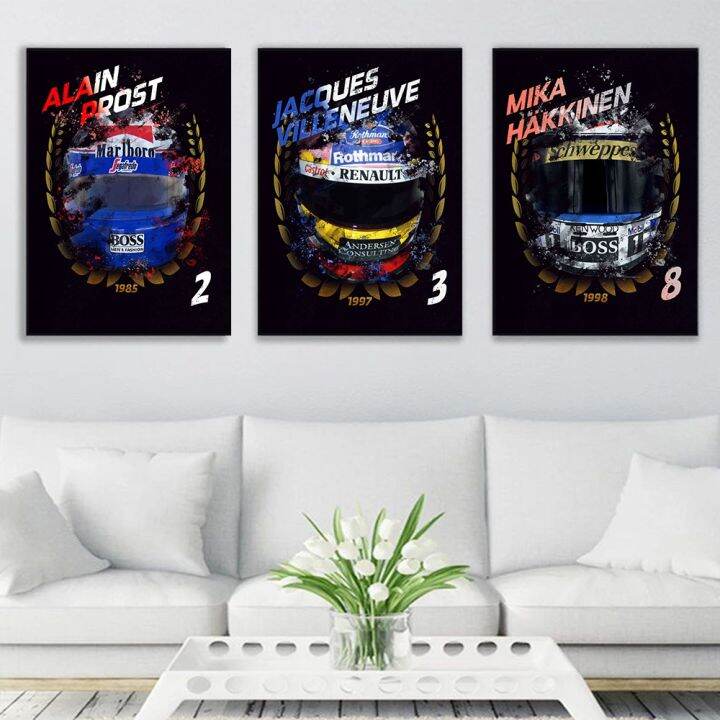 cartoon-watercolor-racer-helmet-poster-f1-formula-one-racing-picture-hd-print-wall-art-canvas-painting-children-room-home-decor