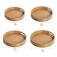 【YF】 Round Serving Tray Wood Plate Food Dish Drink Platter Multipurpose