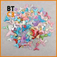 BTC3 40PCS เรซิน ลูกปัดเสน่ห์หางนางเงือกแวววาว สีผสมกัน เสน่ห์ flatback เงา อุปกรณ์เสริมทำมือ การตกแต่งเครื่องประดับ สำหรับโทรศัพท์สมุดเก็บภาพ