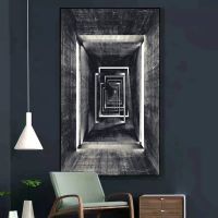 Abstract Canvas Paintings Infinite Corridor Posters Print Wall Pictures Room Office