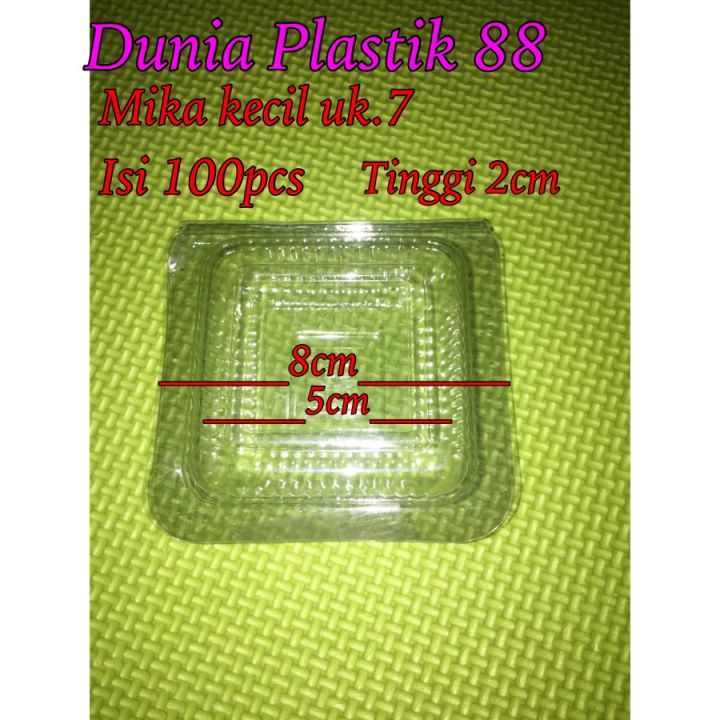 Isi100pcs Ukuran 7 Box Plastik Mika Bening Lipat Staples Tempat Wadah Kue Puding Agar Kecil Mini 2647