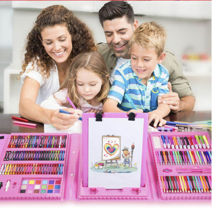 208 PCS Kids Super Mega ART Coloring Set Painting set Color Set Water Color  Pen Crayon Drawing set For Children Gifts Tools Kit Boys Girls Students