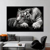 Cool Black White Tiger Canvas Paintings Prints Animal Aesthetic Modern Personalized Wall Posters Pictures Living Room Decoration