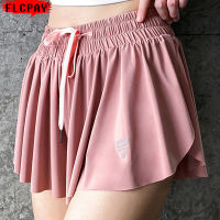 Womens High Waist Stretch Athletic Workout Active Fitness Volleyball Shorts 2 in 1 Running Double Layer Sports Shorts