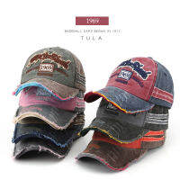 หมวก 1969 Retro Washed Old Letters ปักหลุมหมวก Trendy Mens Personalized Womens Sunshade Baseball Cap