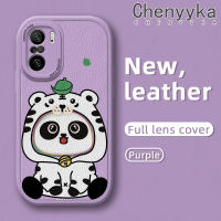 เคส Chenyyyka สำหรับ Xiaomi Poco F3 Redmi K40 Pro เคสการ์ตูนรูปแพนด้าน่ารักดีไซน์ใหม่บางนุ่มหนังซิลิกาเคสโทรศัพท์เจลฝาปิดเลนส์เต็มรูปแบบกล้องเคสกันกระแทกกันกระแทก