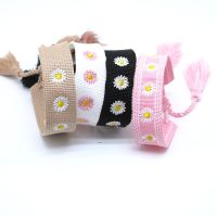 2023 Trendy Woven Embroidered Africa Daisy Flower Bracelet Women Summer Bohemia Fabric Bracelet For Women Jewelry Pulseras Mujer Charms and Charm Brac