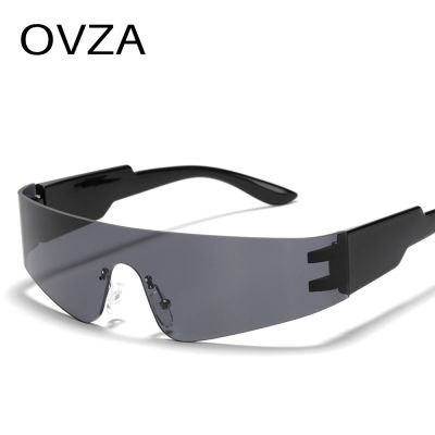 OVZA แฟชั่นใหม่แฟชั่นแว่นกันแดดผู้ชายสะท้อนแสงแว่นกันแดดสะท้อนผู้หญิง S2067แว่นตากันลมไร้ขอบ