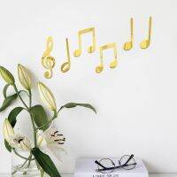 【CC】▼✑✎  6Pcs Mirror Sticker Self-adhesive Musical Note Classroom  Background Supplies