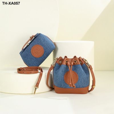 New Washed Denim Diagonal Design High-end Female Personalized