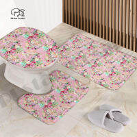 Bathroom Mat Set Unicorn Cherry Floral Funny 3D Printed Pedestal Rug Lid Toilet Cover Bath Mat Set Drop Shipping Unique Style-1