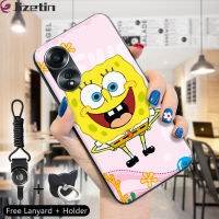 Jizetin สายคล้องแหวนใส่นิ้วสำหรับ OPPO A58 4G การ์ตูน SpongeBob น่ารัก SquarePants Spong Bob เคสใส่โทรศัพท์เคส TPU ซิลิโคนนิ่ม