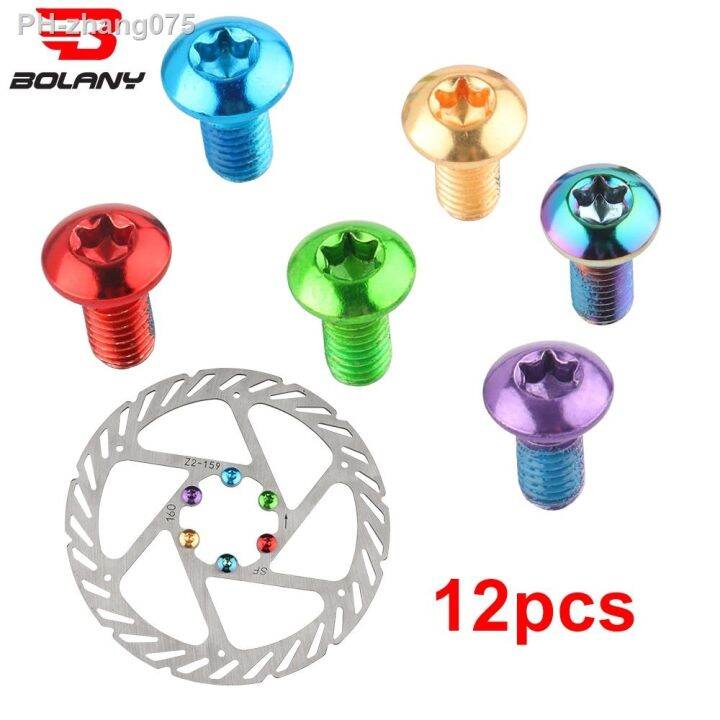 bolany-12pcs-bicycle-brake-disc-screws-bolt-rotor-replacement-cycling-colorful-1-8g-for-mountain-bike-accessories