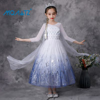 MQATZ Anna Elsa Girls Dress Snowflake Print Kids Clothes Princess Christmas Performance Costume BX1761