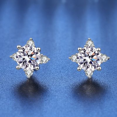 HTOTOH New 925 Silver Diamond Earrings Women 0.5 Carat Moissanite Earrings Wedding JewelryTH