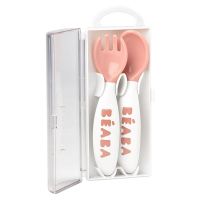 ช้อนส้อมพร้อมกล่อง BEABA 2nd age Training Fork and Spoon (Storage Case Included) - Vintage Pink