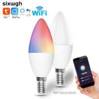 SIXWGH 3.5W Smart Light Lamp Wifi หลอดไฟสี E14 LED RGB แสงสีขาว Dimmable Timer Function Tuay Smart Life App รองรับ Aleax