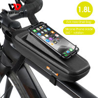 WEST BIKING จักรยานกระเป๋าด้านหน้ากรอบกระเป๋าทรงหลอดกับที่วางโทรศัพท์กันน้ำ EVA แบบแข็ง Multifunctional จักรยานด้านหน้ากระเป๋าอุปกรณ์รถจักรยาน