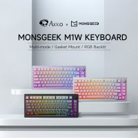 Akko Monsgeek แป้นพิมพ์ M1W 75% RGB Hot-Swap หลายโหมดคีย์บอร์ดแบบกลไกอลูมิเนียมโลหะปะเก็นหันหน้าไปทางทิศใต้