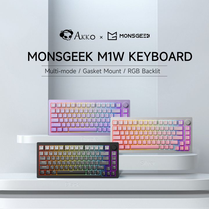 Akko Monsgeek M1W Keyboard 75% RGB Hot-swap Multi mode Keyboard mekanik ...