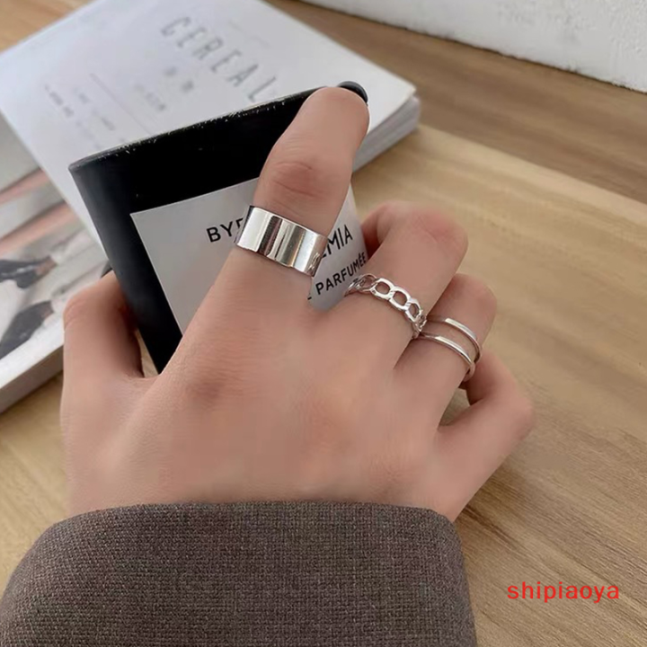 shipiaoya-แหวนผู้หญิงแบบเปิดนิ้วชี้ปรับได้ห่วงแบบมีสไตล์
