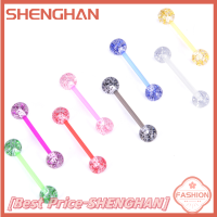 SHENGHAN ลูกบอลอคริลิคแวววาวหลากสี8ชิ้นเครื่องประดับแหวนเจาะลิ้น