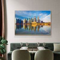 Skyline Of Singapore City Canvas Art พิมพ์ Sunrise Cityscape โปสเตอร์และพิมพ์ภาพวาดผ้าใบสำหรับห้องนั่งเล่น Cuadros ตกแต่งใหม่