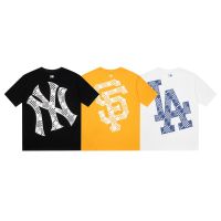 HOT”❤❀ [พร้อมส่ง] ❤ เสื้อยืดแขนสั้น ผ้าฝ้ายแท้ ปักลาย MLB NY คุณภาพสูง แฟชั่นคู่รัก สําหรับผู้ชาย และผู้หญิง