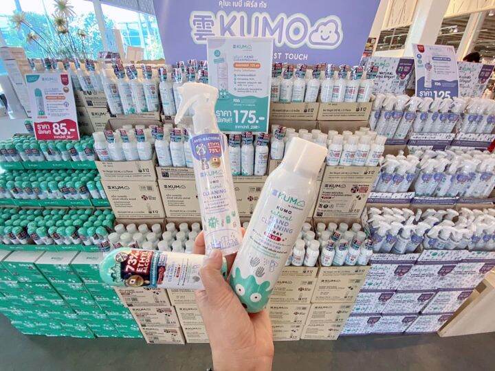 พร้อมส่ง-kumo-สเปรย์-แอลกอฮอล์-ใช้ทำความสะอาดโดยไม่ต้องล้างออก-ผลิตจากแอลกอฮอล์ธรรมชาติ75-หัวฟ็อกกี้180ml