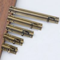 【LZ】▦  Retro 2PCS Solid Brass Door Slide Catch Lock Bolts Latch Barrel Home Gate Safety Furniture Hardware with Screws Bronze/Brass