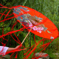 Silk Cloth cosplay Umbrella Women Costume Photography 76CM82CM Props Tasseled Yarned Chinese Japan Oil-paper Umbrella Parasol