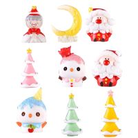 9Pcs Santa Claus Snowman Ornaments Christmas Tree Mini Landscape Decor Garden Pot Christmas Decor for Home