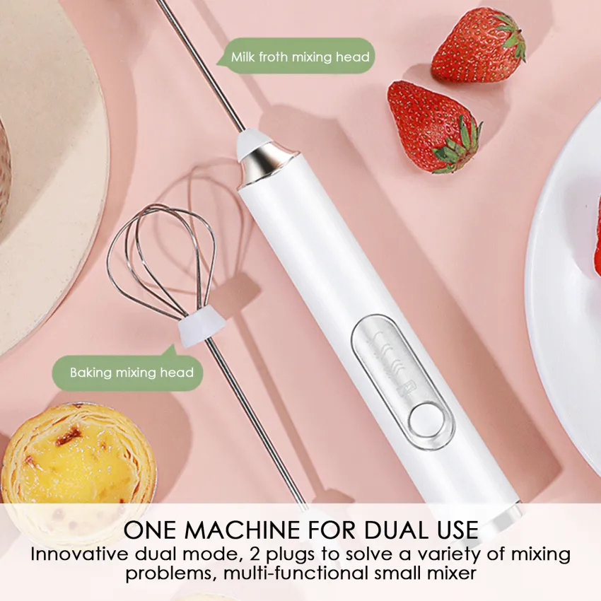 Handheld Electric Milk Frother USB Rechargeable Mini Foam Maker Drink Mixer  Whisk Beater For Coffee Latte Matcha