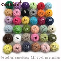 【DT】hot！ 16mm/10pc Round Crocheted Beads Woolen Teether Bead Necklace Decoration Inside Teething Crochet