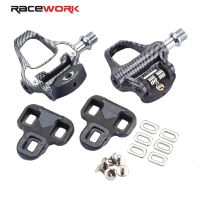 RACEWORK คาร์บอนเบาพิเศษที่ปั่นจักรยานไฟเบอร์จักรยานเหยียบล็อคตัวเองพร้อมแบริ่งและสเตลปิดผนึกสำหรับแป้นเหยียบระบบ SPD