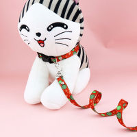 Cute Cartoon Christmas Style Dog Collar Leash Set Sweet Printed Pet Collar Comfor Adjustable Cat Pet Necklace Christmas Gift