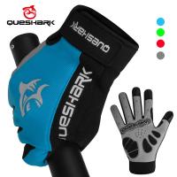 2021QUESHARK Women Men Full Finger Cycling Gloves 3 Fingers Touch Screen MTB Anti-slip Anti-sweat Riding Road Bike Bicycle Gloves