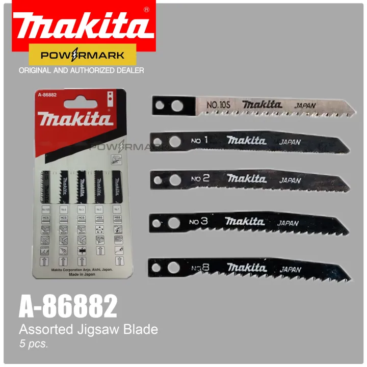MAKITA (JAPAN) A86882 Assorted Jig Saw Blade No.1,2,3,8,10S HCS/HSS (5