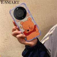 เคสมือถือสำหรับ Huawei Mate60 Pro โปรฝาหลังนิ่มและซิลิโคนใสกันการตกการ์ตูนหมีหมูน่ารักสำหรับ Huawei Mate 60 Pro เมท เคสใส่โทรศัพท์