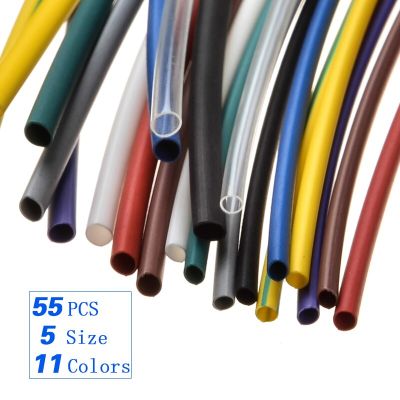 55Pcs Universal Heat Shrink Tubing Set 11 Colors 1.0 /1.5/2.5/3.0/5.0mm Assortment Shrinkable Tube Hoses Cable Management