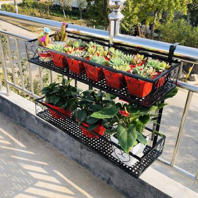 【YF】 Single Layer Flower Pot Rack with Hook Hollow-out Reinforced Standing Type  Planter Container Gardening Tool